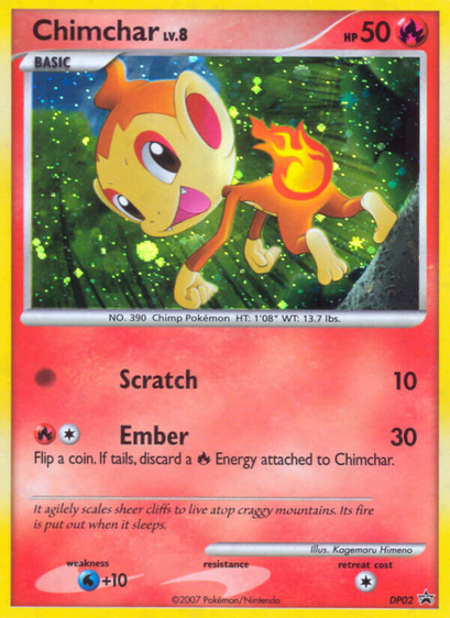 Chimchar (DP Black Star Promos) released 2007/05/01. Illustrated by Kagemaru Himeno.