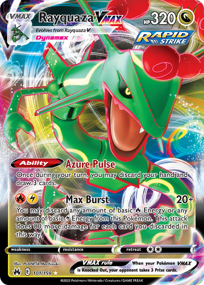 Rayquaza VMAX (Crown Zenith) released 2023/01/20. Illustrated by PLANETA Mochizuki.