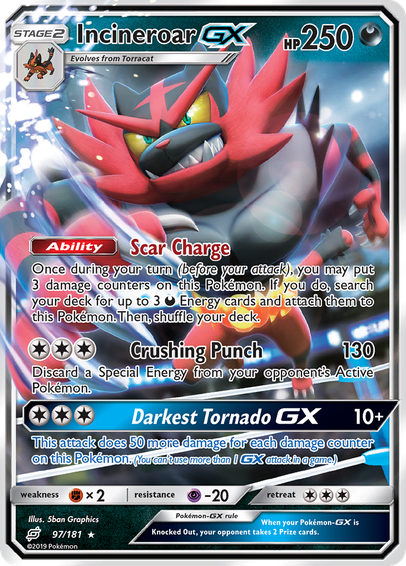 Incineroar-GX (Team Up) released 2019/02/01. Illustrated by 5ban Graphics.